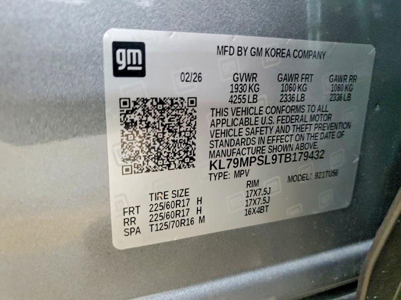 2026 Chevrolet Trailblazer მანქანა იყიდება აუქციონზე, vin: KL79MPSL9TB179432, აუქციონის ნომერი: 62509686