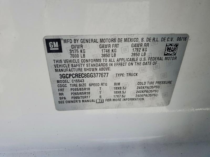 2016 Chevrolet Silverado მანქანა იყიდება აუქციონზე, vin: 3GCPCREC8GG377677, აუქციონის ნომერი: 61190606
