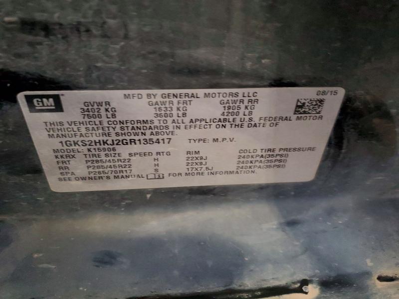 Продаж на аукціоні авто 2016 Gmc Yukon Xl, vin: 1GKS2HKJ2GR135417, номер лоту: 61180216