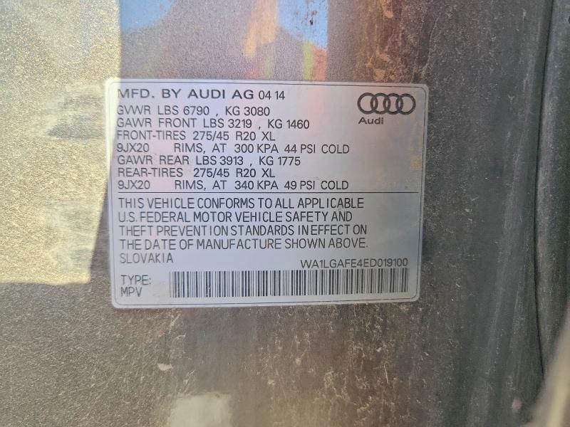 Продажа на аукционе авто 2014 Audi Q7, vin: WA1LGAFE4ED019100, номер лота: 60706476