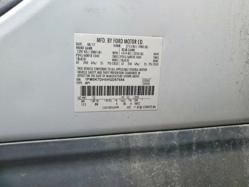 Aukcja sprzedaży 2017 Ford Explorer, vin: 1FM5K7DH5HGD87684, numer aukcji: 62681366
