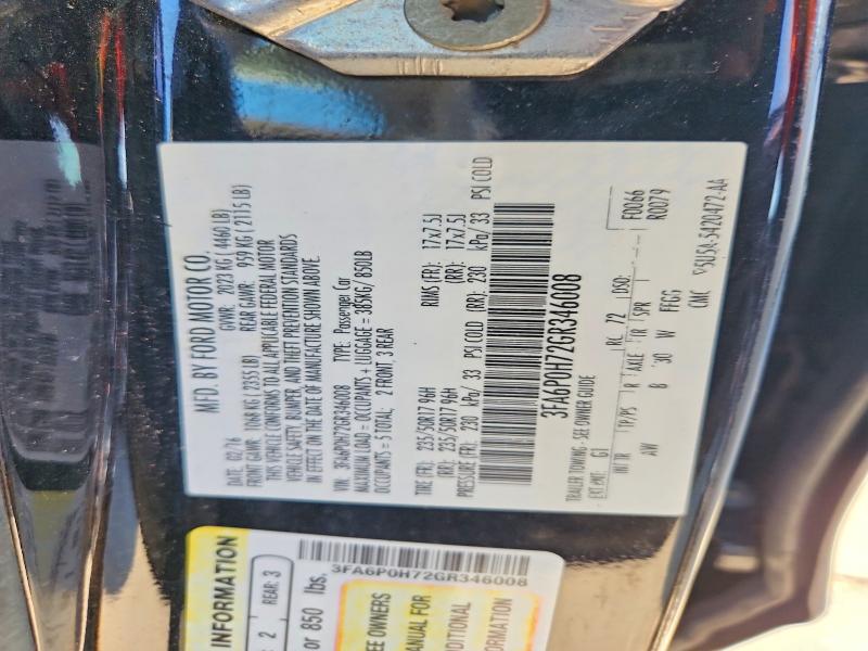 2016 Ford Fusion მანქანა იყიდება აუქციონზე, vin: 3FA6P0H72GR346008, აუქციონის ნომერი: 60504106