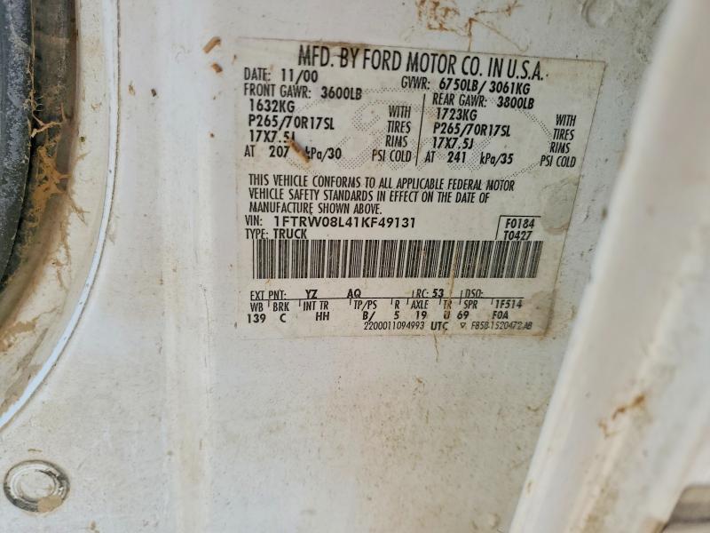 Aukcja sprzedaży 2001 Ford F150, vin: 1FTRW08L41KF49131, numer aukcji: 63149316