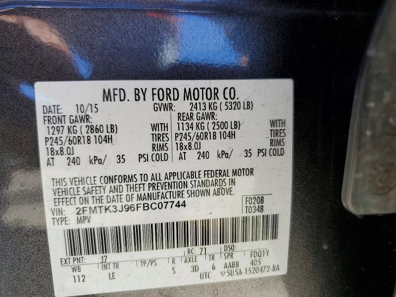 Продажа на аукционе авто 2015 Ford Edge, vin: 2FMTK3J96FBC07744, номер лота: 59671436
