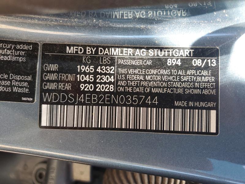 2014 Mercedes-benz Cla მანქანა იყიდება აუქციონზე, vin: WDDSJ4EB2EN035744, აუქციონის ნომერი: 61006986