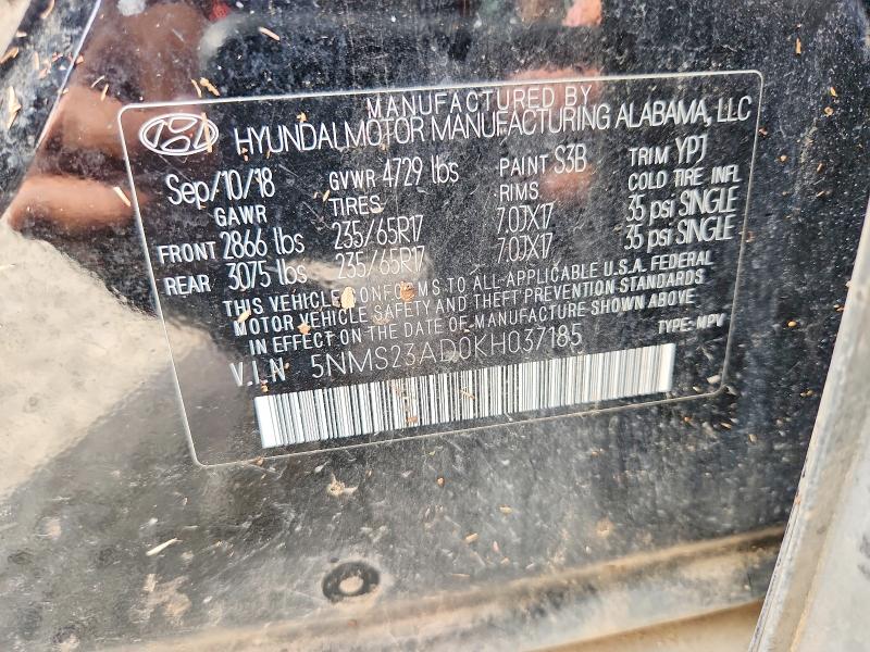 Продажа на аукционе авто 2019 Hyundai Santa Fe, vin: 5NMS23AD0KH037185, номер лота: 62870806