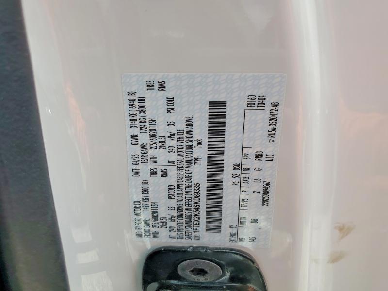 2025 Ford F150 მანქანა იყიდება აუქციონზე, vin: 1FTEX2K54SKD89335, აუქციონის ნომერი: 60568106