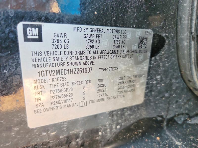 Продаж на аукціоні авто 2017 Gmc Sierra, vin: 1GTV2MEC1HZ261607, номер лоту: 59314876