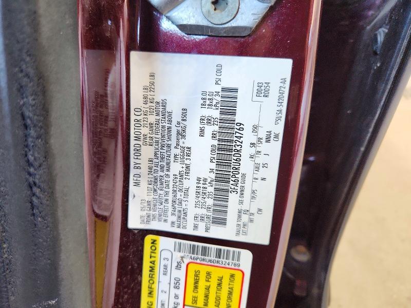 Aukcja sprzedaży 2013 Ford Fusion, vin: 3FA6P0RU6DR324769, numer aukcji: 61581586