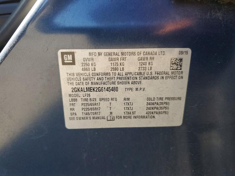 Aukcja sprzedaży 2016 Gmc Terrain, vin: 2GKALMEK2G6145480, numer aukcji: 58447436