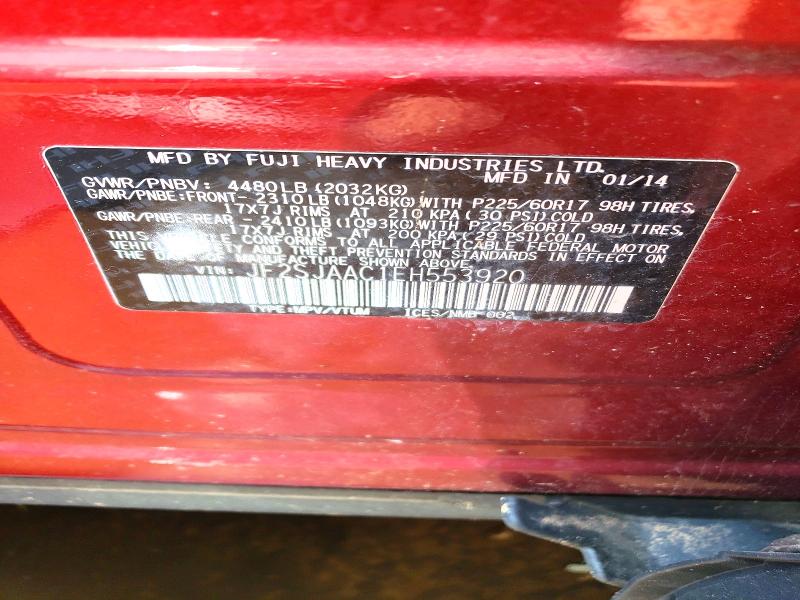 Aukcja sprzedaży 2014 Subaru Forester, vin: JF2SJAAC1EH553920, numer aukcji: 58622226