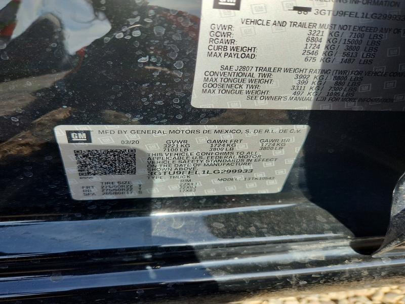 62590236 :رقم المزاد ، 3GTU9FEL1LG299933 vin ، 2020 Gmc Sierra مزاد بيع