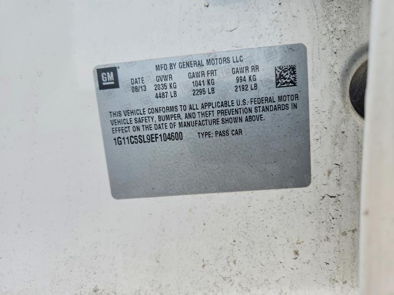 2014 Chevrolet Malibu მანქანა იყიდება აუქციონზე, vin: 1G11C5SL9EF104600, აუქციონის ნომერი: 63321376