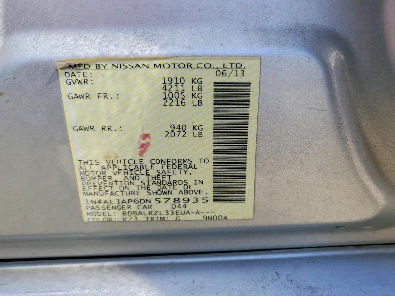 Продаж на аукціоні авто 2013 Nissan Altima, vin: 1N4AL3AP6DN578935, номер лоту: 61330406