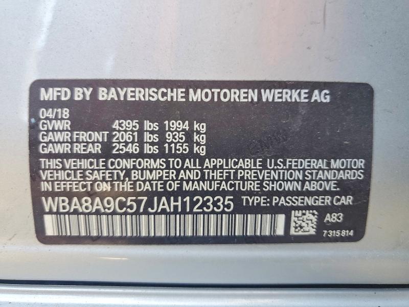 61334556 :رقم المزاد ، WBA8A9C57JAH12335 vin ، 2018 Bmw 320 مزاد بيع