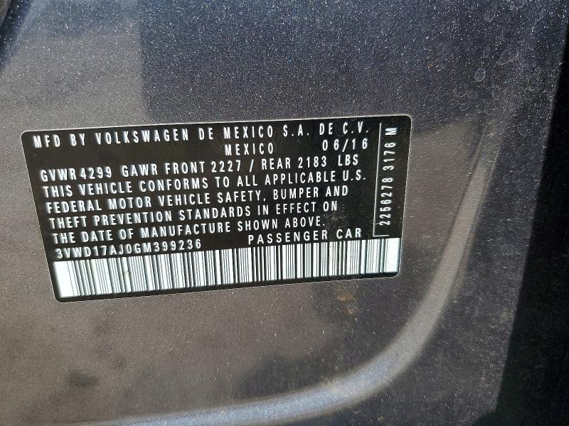 Продаж на аукціоні авто 2016 Volkswagen Jetta, vin: 3VWD17AJ0GM399236, номер лоту: 60079776