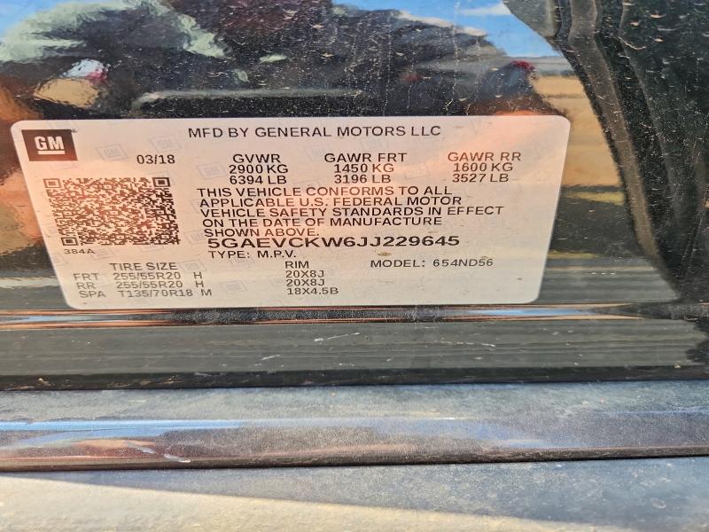 2018 Buick Enclave მანქანა იყიდება აუქციონზე, vin: 5GAEVCKW6JJ229645, აუქციონის ნომერი: 59333226