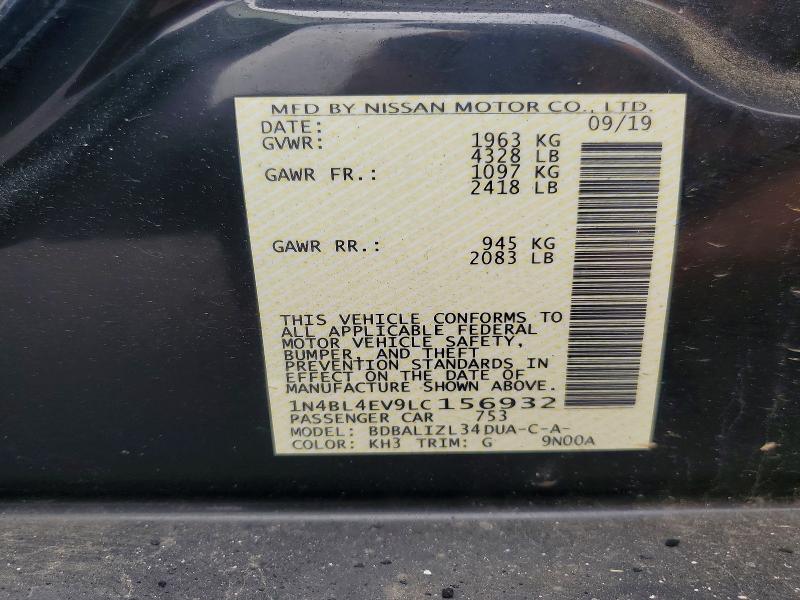 Продаж на аукціоні авто 2020 Nissan Altima, vin: 1N4BL4EV9LC156932, номер лоту: 60351466