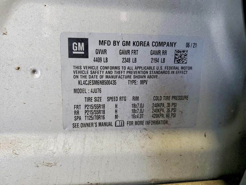 Продажа на аукционе авто 2022 Buick Encore, vin: KL4CJESM6NB500435, номер лота: 58812016