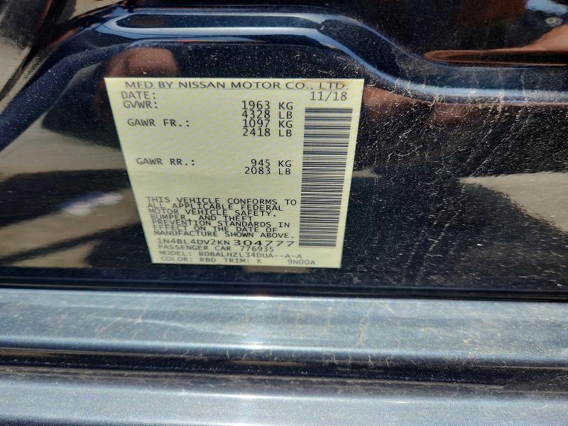 Aukcja sprzedaży 2019 Nissan Altima, vin: 1N4BL4DV2KN304777, numer aukcji: 61089976