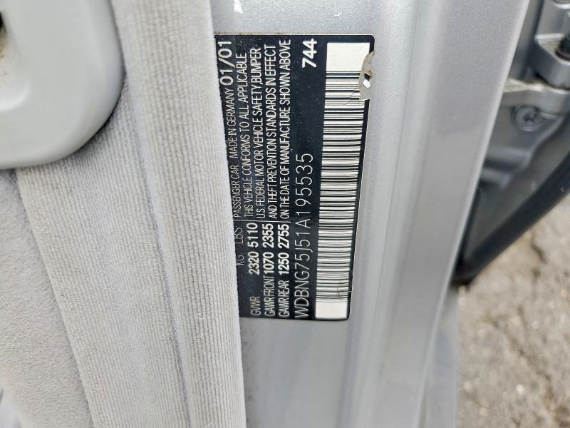 62968586 :رقم المزاد ، WDBNG75J51A195535 vin ، 2001 Mercedes-benz S مزاد بيع