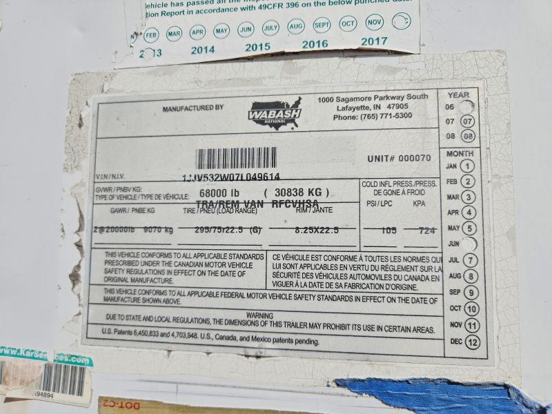 Продаж на аукціоні авто 2007 Wabash 53'trailer, vin: 1JJV532W07L049614, номер лоту: 62956506