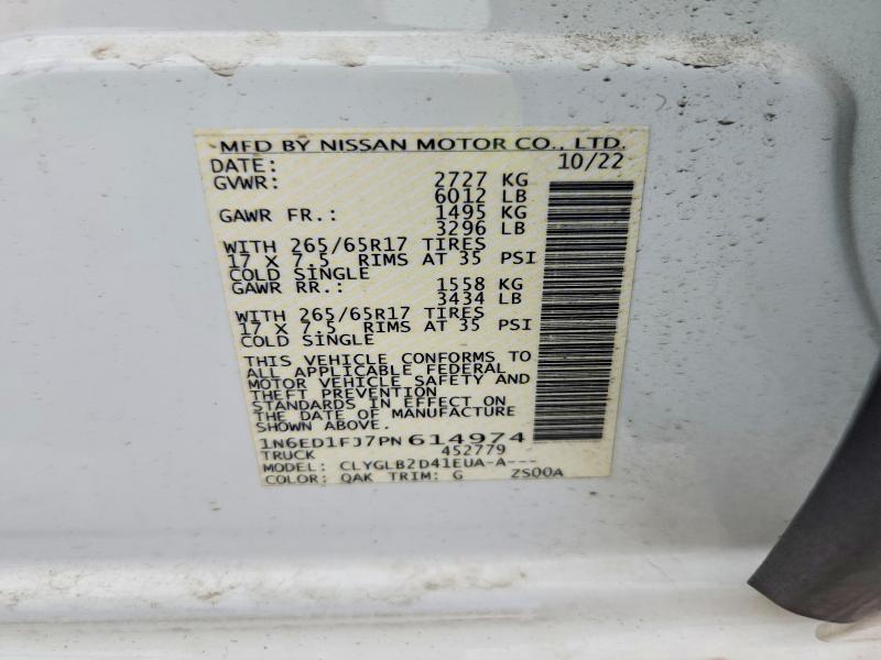 Продаж на аукціоні авто 2023 Nissan Frontier, vin: 1N6ED1FJ7PN614974, номер лоту: 62473436