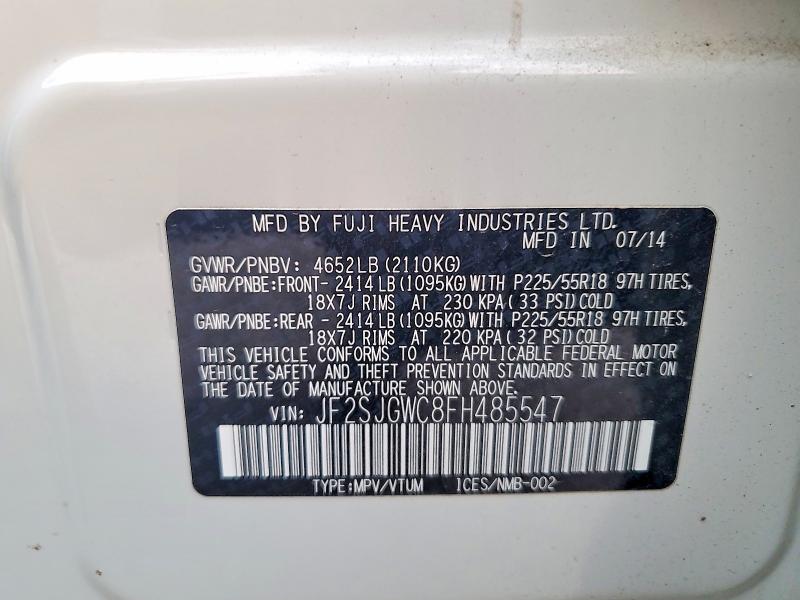 Продаж на аукціоні авто 2015 Subaru Forester, vin: JF2SJGWC8FH485547, номер лоту: 61615056