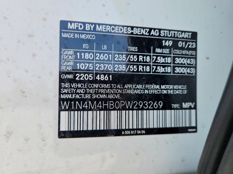 2023 Mercedes-benz Glb მანქანა იყიდება აუქციონზე, vin: W1N4M4HB0PW293269, აუქციონის ნომერი: 59681246