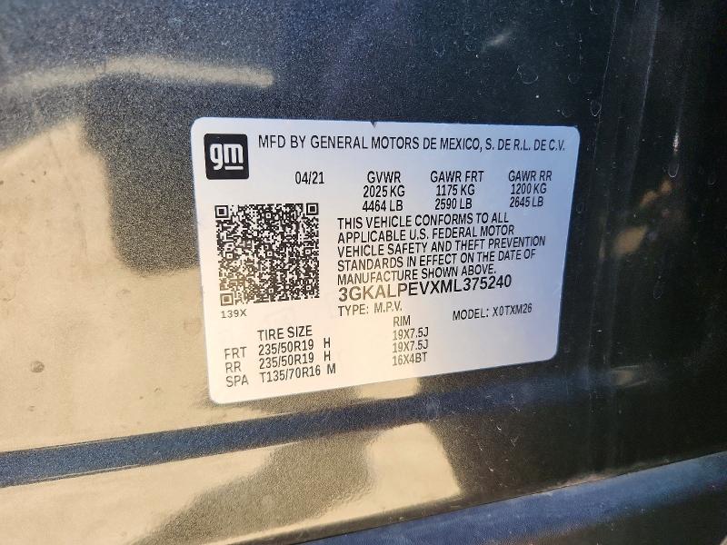 59300856 :رقم المزاد ، 3GKALPEVXML375240 vin ، 2021 Gmc Terrain مزاد بيع
