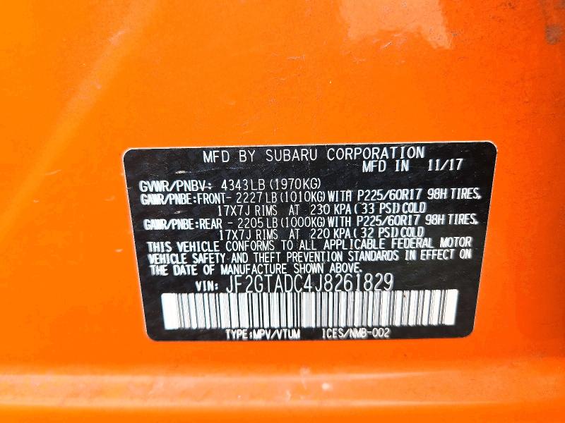 Продаж на аукціоні авто 2018 Subaru Crosstrek, vin: JF2GTADC4J8261829, номер лоту: 58996336