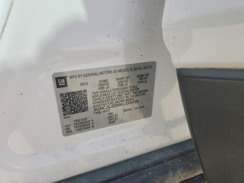 61961046 :رقم المزاد ، 3GNCJLSBXKL145005 vin ، 2019 Chevrolet Trax مزاد بيع
