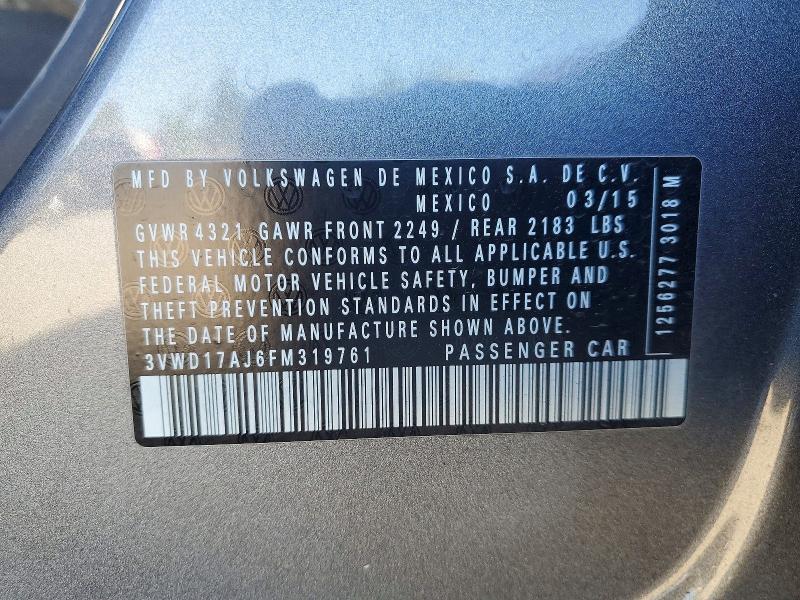 Продаж на аукціоні авто 2015 Volkswagen Jetta, vin: 3VWD17AJ6FM319761, номер лоту: 62303366