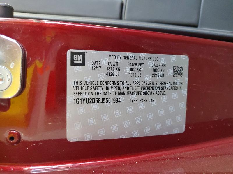 Продаж на аукціоні авто 2018 Chevrolet Corvette, vin: 1G1YU2D68J5601994, номер лоту: 59307916