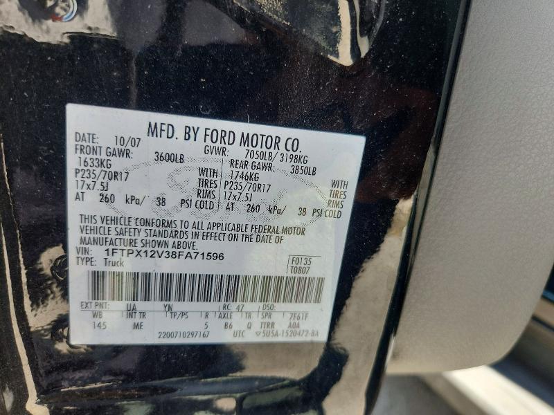 60786726 :رقم المزاد ، 1FTPX12V38FA71596 vin ، 2008 Ford F150 مزاد بيع