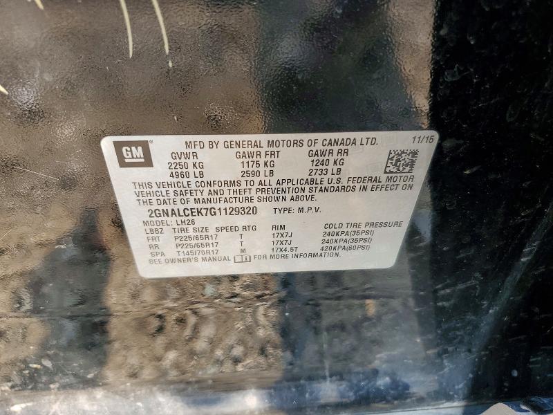 2016 Chevrolet Equinox მანქანა იყიდება აუქციონზე, vin: 2GNALCEK7G1129320, აუქციონის ნომერი: 61370506
