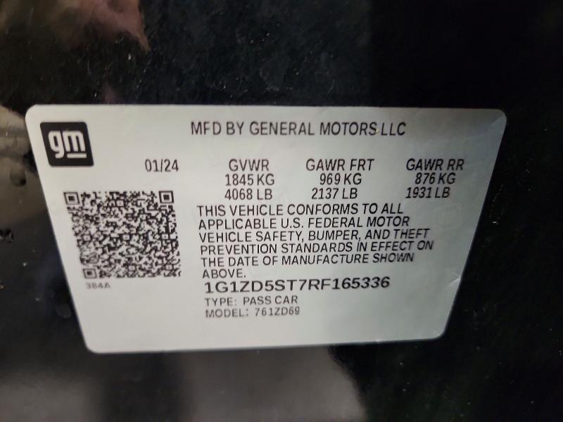 62246986 :رقم المزاد ، 1G1ZD5ST7RF165336 vin ، 2024 Chevrolet Malibu مزاد بيع