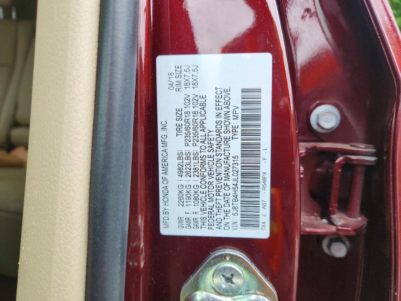 60315186 :رقم المزاد ، 5J8TB4H54JL027315 vin ، 2018 Acura Rdx مزاد بيع