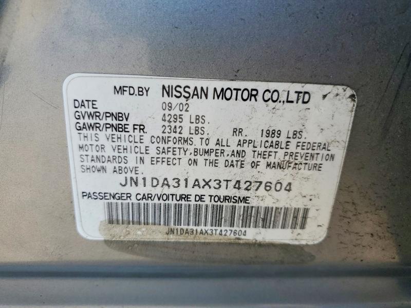 Продажа на аукционе авто 2003 Nissan Maxima, vin: JN1DA31AX3T427604, номер лота: 60897136