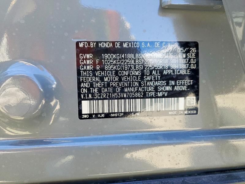 61822066 :رقم المزاد ، 3CZRZ1H53VM705862 vin ، 2027 Honda Hr-v مزاد بيع