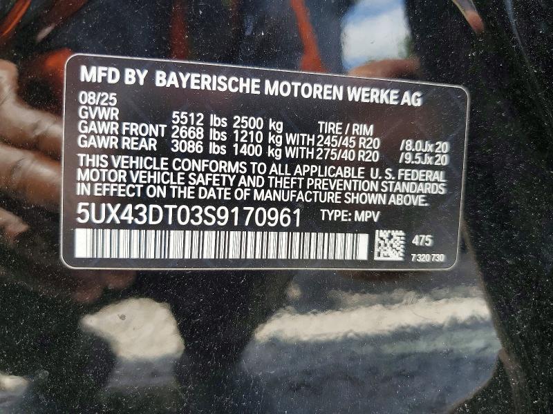 Продаж на аукціоні авто 2025 Bmw X4, vin: 5UX43DT03S9170961, номер лоту: 62613236
