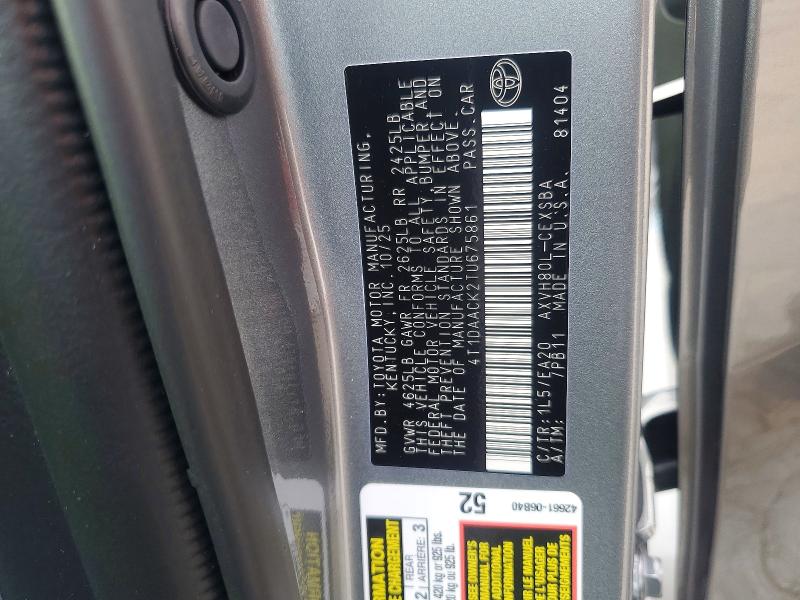 Продажа на аукционе авто 2026 Toyota Camry, vin: 4T1DAACK2TU675861, номер лота: 62135756