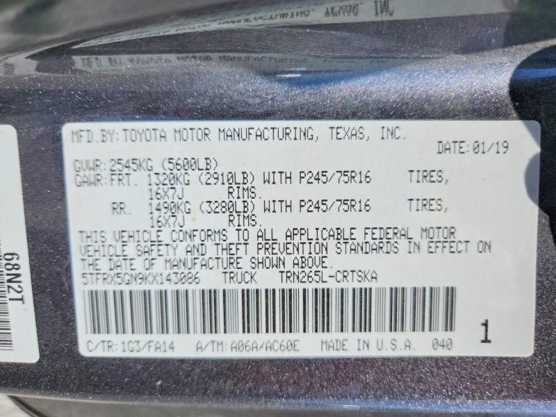 Aukcja sprzedaży 2019 Toyota Tacoma, vin: 5TFRX5GN9KX143086, numer aukcji: 60198776