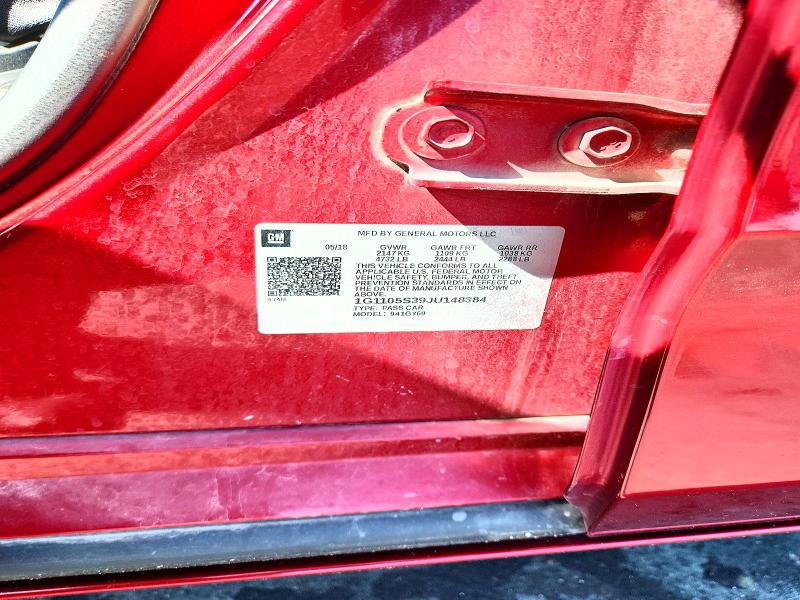 59186546 :رقم المزاد ، 1G1105S39JU148384 vin ، 2018 Chevrolet Impala مزاد بيع