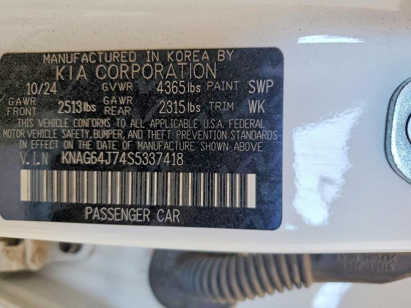 Aukcja sprzedaży 2025 Kia K5, vin: KNAG64J74S5337418, numer aukcji: 60211836