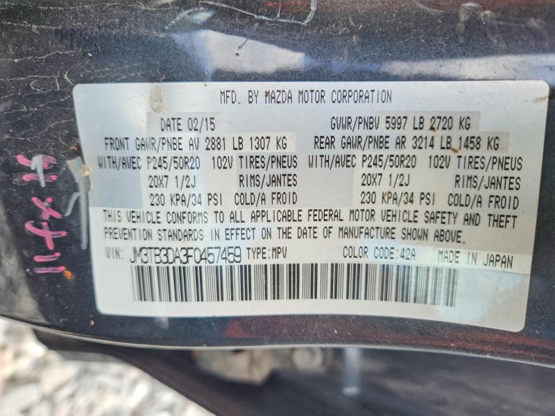 62070146 :رقم المزاد ، JM3TB3DA3F0457459 vin ، 2015 Mazda Cx-9 مزاد بيع