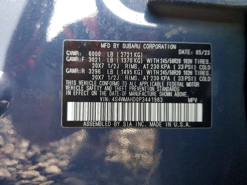 Продажа на аукционе авто 2023 Subaru Ascent, vin: 4S4WMAHD0P3441983, номер лота: 59730066