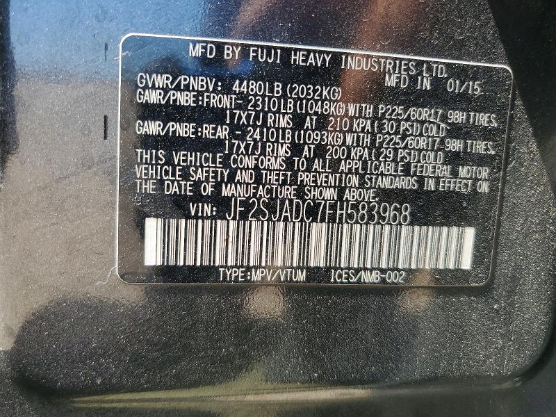 Aukcja sprzedaży 2015 Subaru Forester, vin: JF2SJADC7FH583968, numer aukcji: 59871916