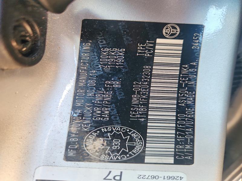 2014 Toyota Camry მანქანა იყიდება აუქციონზე, vin: 4T1BF1FK3EU432308, აუქციონის ნომერი: 58968446
