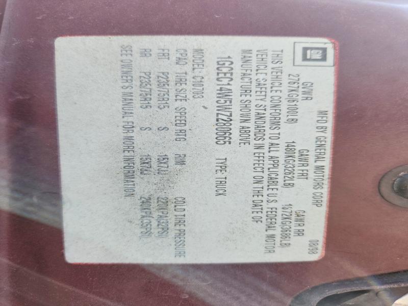 Продажа на аукционе авто 1998 Chevrolet Gmt-400, vin: 1GCEC14W5WZ280665, номер лота: 62606756